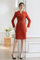 Orange Double Breasted Shirt Dress - FashionByTeresa
